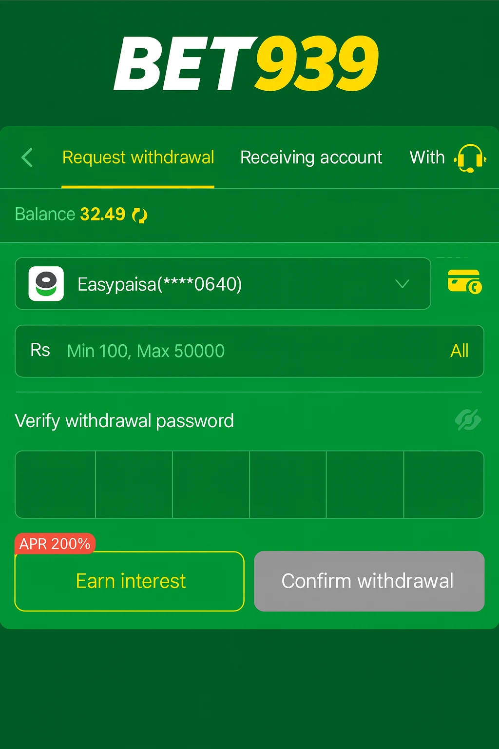 Bet939 withdrawal problem